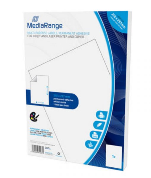 MediaRange Multi-purpose Labels A4 Permanent Adhesice White 50 Pack MRINK140_1