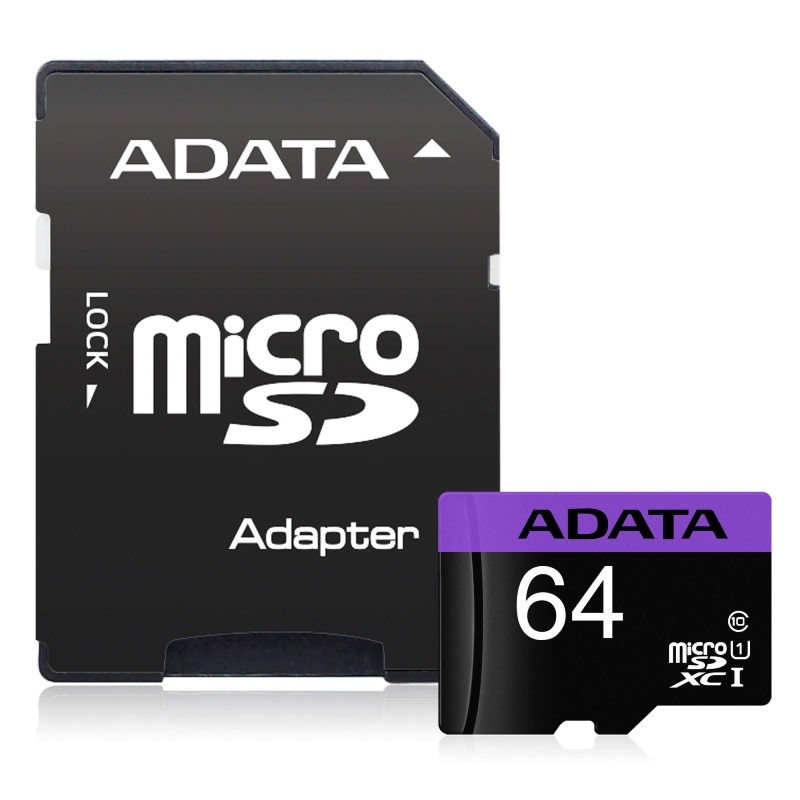 ADATA Premier MicroSDXC 64GB UHS-I U1 Class 10 + SD Adapter AUSDX64GUICL10-RA1